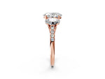 Oval Cut Diamond Trellis Three-Stone Engagement Ring in Rose gold with Round Side Stones_20