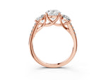 Oval Cut Diamond Trellis Three-Stone Engagement Ring in Rose gold with Round Side Stones_21