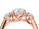 Oval Cut Diamond Trellis Three-Stone Engagement Ring in Rose gold with Round Side Stones_22