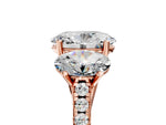 Oval Cut Diamond Trellis Three-Stone Engagement Ring in Rose gold with Round Side Stones_23