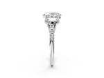 Oval Cut Diamond Trellis Three-Stone Engagement Ring in White gold with Round Side Stones_20