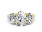 Oval Cut Diamond Trellis Three-Stone Engagement Ring in Yellow gold with Round Side Stones_18