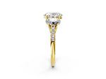 Oval Cut Diamond Trellis Three-Stone Engagement Ring in Yellow gold with Round Side Stones_20