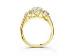Oval Cut Diamond Trellis Three-Stone Engagement Ring in Yellow gold with Round Side Stones_21