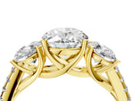 Oval Cut Diamond Trellis Three-Stone Engagement Ring in Yellow gold with Round Side Stones_22