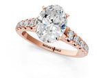 Oval Cut Diamond Vintage Scroll Solitaire Ring in Rose gold with Graduated Round Side Stones_13