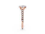 Oval Cut Diamond Vintage Scroll Solitaire Ring in Rose gold with Graduated Round Side Stones_14
