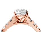 Oval Cut Diamond Vintage Scroll Solitaire Ring in Rose gold with Graduated Round Side Stones_16
