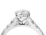 Oval Cut Diamond Vintage Scroll Solitaire Ring in White gold with Graduated Round Side Stones_10