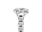 Oval Cut Diamond Vintage Scroll Solitaire Ring in White gold with Graduated Round Side Stones_11