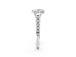 Oval Cut Diamond Vintage Scroll Solitaire Ring in White gold with Graduated Round Side Stones_20