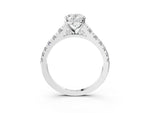 Oval Cut Diamond Vintage Scroll Solitaire Ring in White gold with Graduated Round Side Stones_21