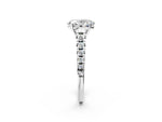 Oval Cut Diamond Vintage Scroll Solitaire Ring in White gold with Graduated Round Side Stones_8