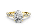 Oval Cut Diamond Vintage Scroll Solitaire Ring in Yellow gold with Graduated Round Side Stones_12