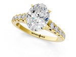 Oval Cut Diamond Vintage Scroll Solitaire Ring in Yellow gold with Graduated Round Side Stones_13