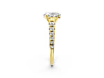 Oval Cut Diamond Vintage Scroll Solitaire Ring in Yellow gold with Graduated Round Side Stones_14