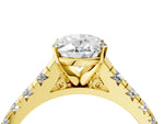 Oval Cut Diamond Vintage Scroll Solitaire Ring in Yellow gold with Graduated Round Side Stones_16