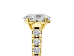 Oval Cut Diamond Vintage Scroll Solitaire Ring in Yellow gold with Graduated Round Side Stones_17