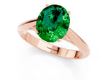 Oval Cut Emerald Cathedral Solitaire Engagement Ring in Rose gold with Prong Setting_1