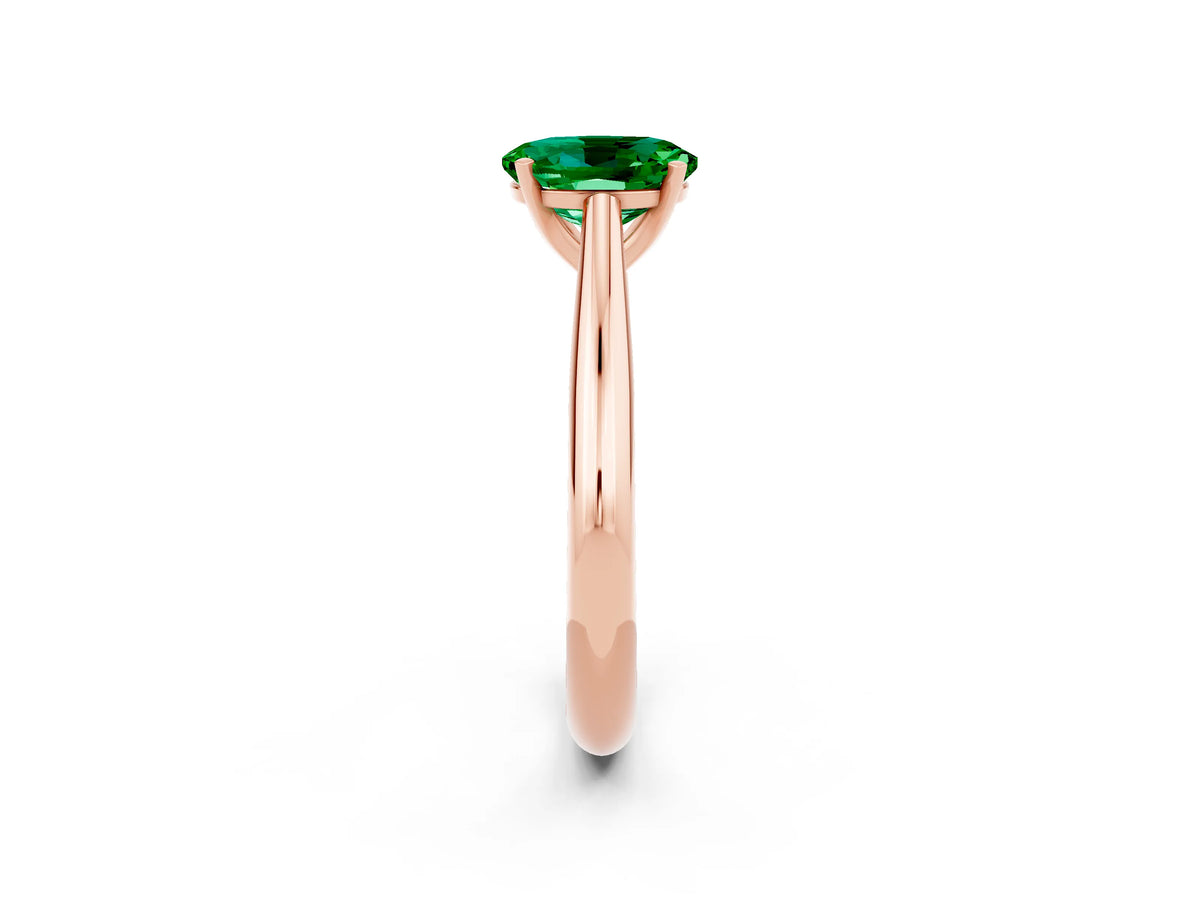 Oval Cut Emerald Cathedral Solitaire Engagement Ring in Rose gold with Prong Setting_2