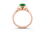 Oval Cut Emerald Cathedral Solitaire Engagement Ring in Rose gold with Prong Setting_3
