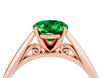 Oval Cut Emerald Cathedral Solitaire Engagement Ring in Rose gold with Prong Setting_4