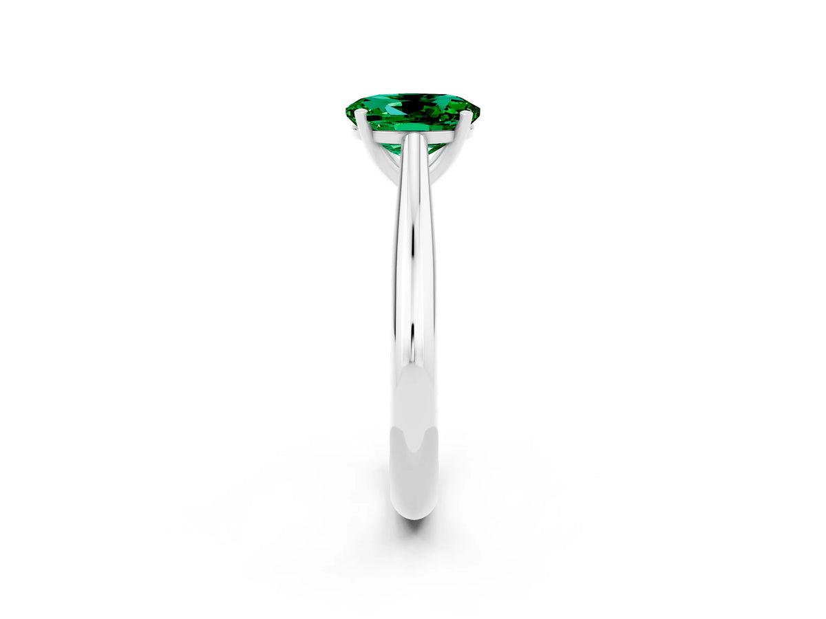Oval Cut Emerald Cathedral Solitaire Engagement Ring in White gold with Prong Setting_2