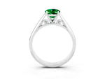 Oval Cut Emerald Cathedral Solitaire Engagement Ring in White gold with Prong Setting_3