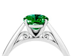Oval Cut Emerald Cathedral Solitaire Engagement Ring in White gold with Prong Setting_4