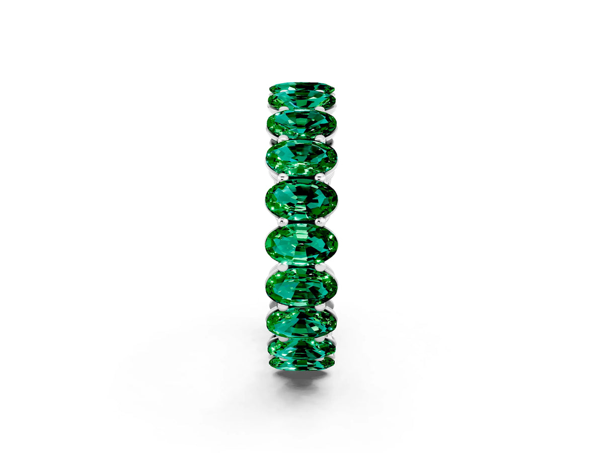 Oval Cut Emerald Eternity Band in Platinum with Shared Prong Setting_2