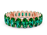 Oval Cut Emerald Eternity Band in Rose gold with Shared Prong Setting