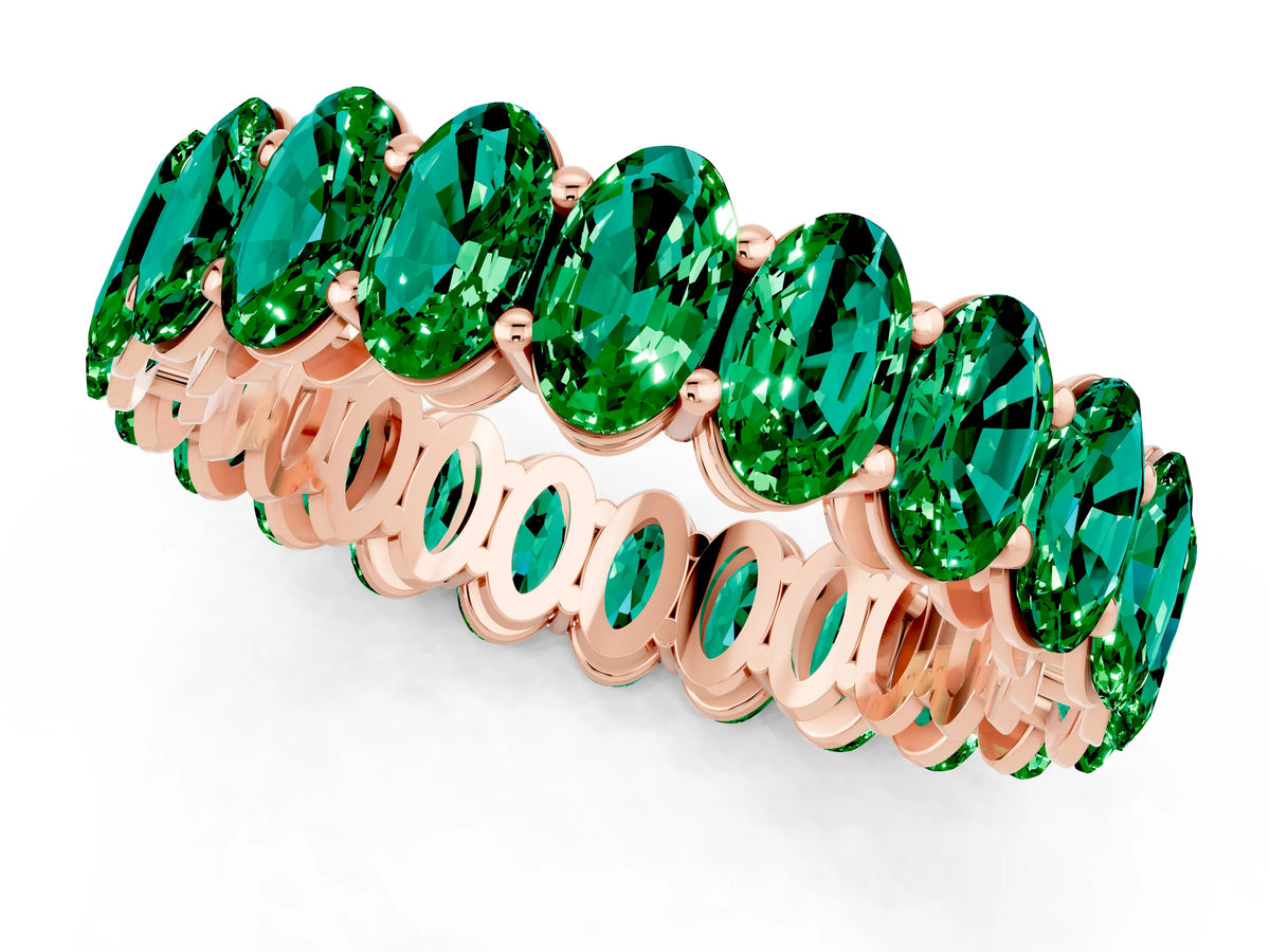 Oval Cut Emerald Eternity Band in Rose gold with Shared Prong Setting_1