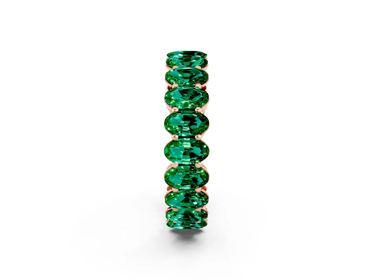 Oval Cut Emerald Eternity Band in Rose gold with Shared Prong Setting_2