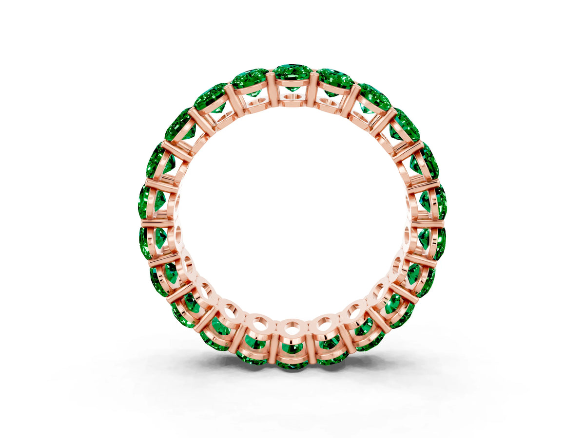 Oval Cut Emerald Eternity Band in Rose gold with Shared Prong Setting_3