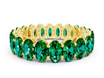 Oval Cut Emerald Eternity Band in Yellow gold with Shared Prong Setting