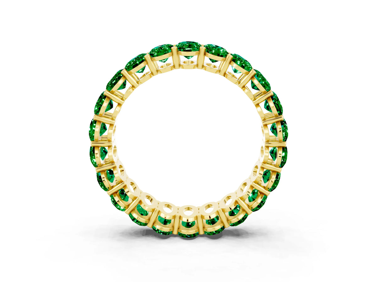 Oval Cut Emerald Eternity Band in Yellow gold with Shared Prong Setting_3