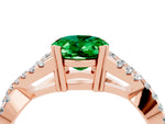 Oval Cut Emerald Solitaire Ring in Rose gold with Interwoven Pavé Band and Prong Setting_4