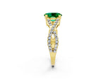 Oval Cut Emerald Solitaire Ring in Yellow gold with Interwoven Pavé Band and Prong Setting_2