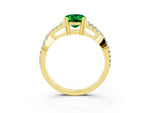 Oval Cut Emerald Solitaire Ring in Yellow gold with Interwoven Pavé Band and Prong Setting_3