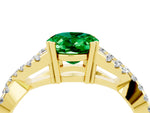 Oval Cut Emerald Solitaire Ring in Yellow gold with Interwoven Pavé Band and Prong Setting_4