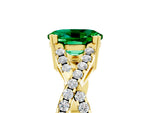 Oval Cut Emerald Solitaire Ring in Yellow gold with Interwoven Pavé Band and Prong Setting_5