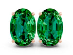 Oval Cut Emerald Stud Earrings in Rose gold with Basket Setting