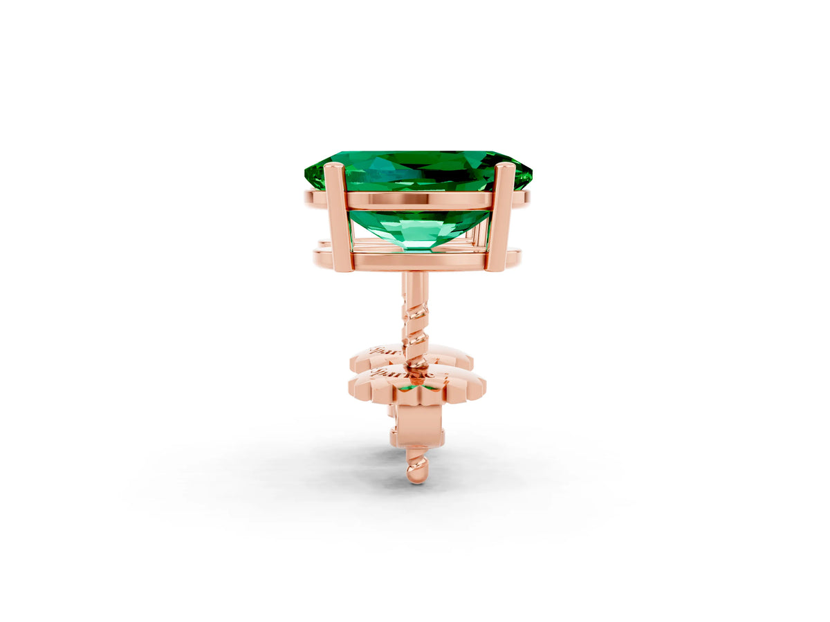 Oval Cut Emerald Stud Earrings in Rose gold with Basket Setting_2