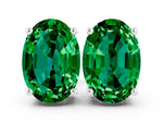 Oval Cut Emerald Stud Earrings in White gold with Basket Setting