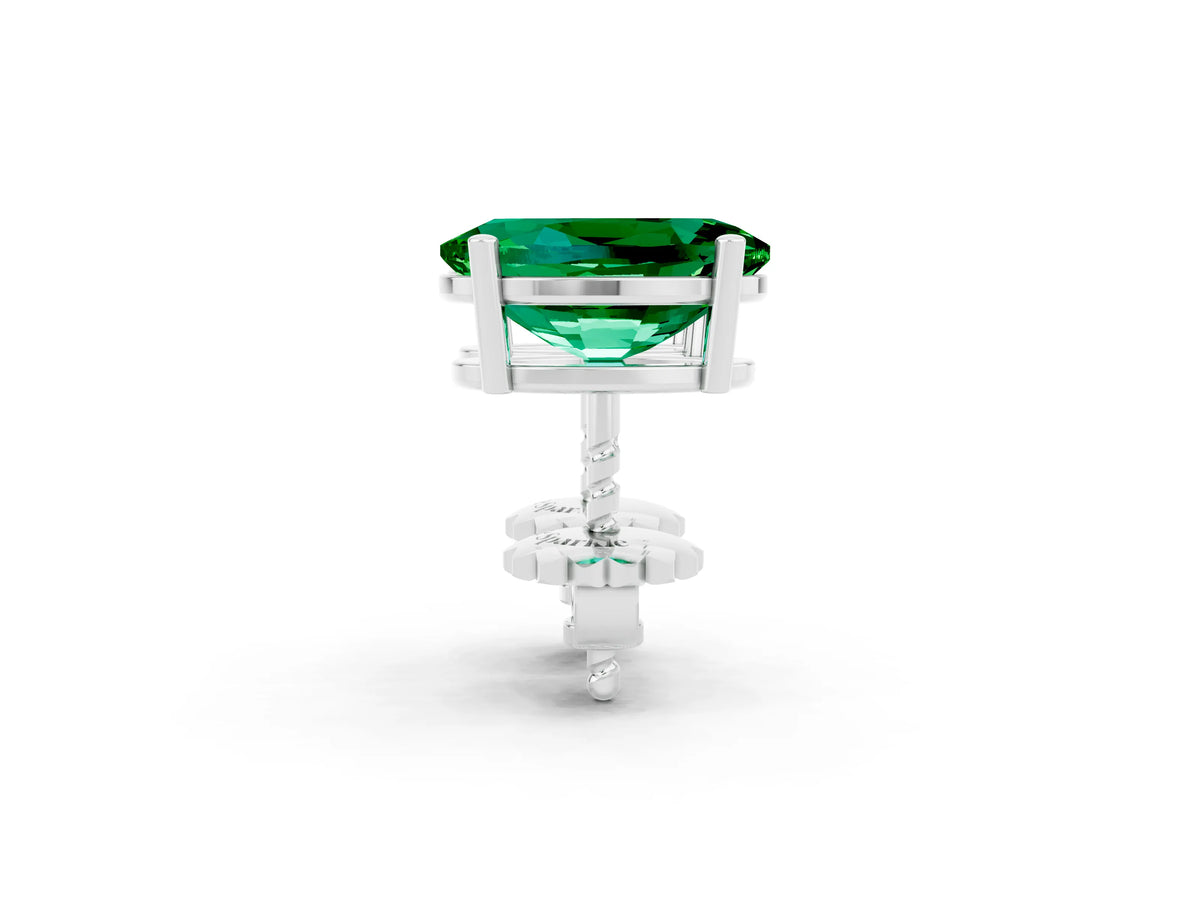 Oval Cut Emerald Stud Earrings in White gold with Basket Setting_2