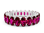 Oval Cut Garnet Eternity Band in Platinum with Shared Prong Setting