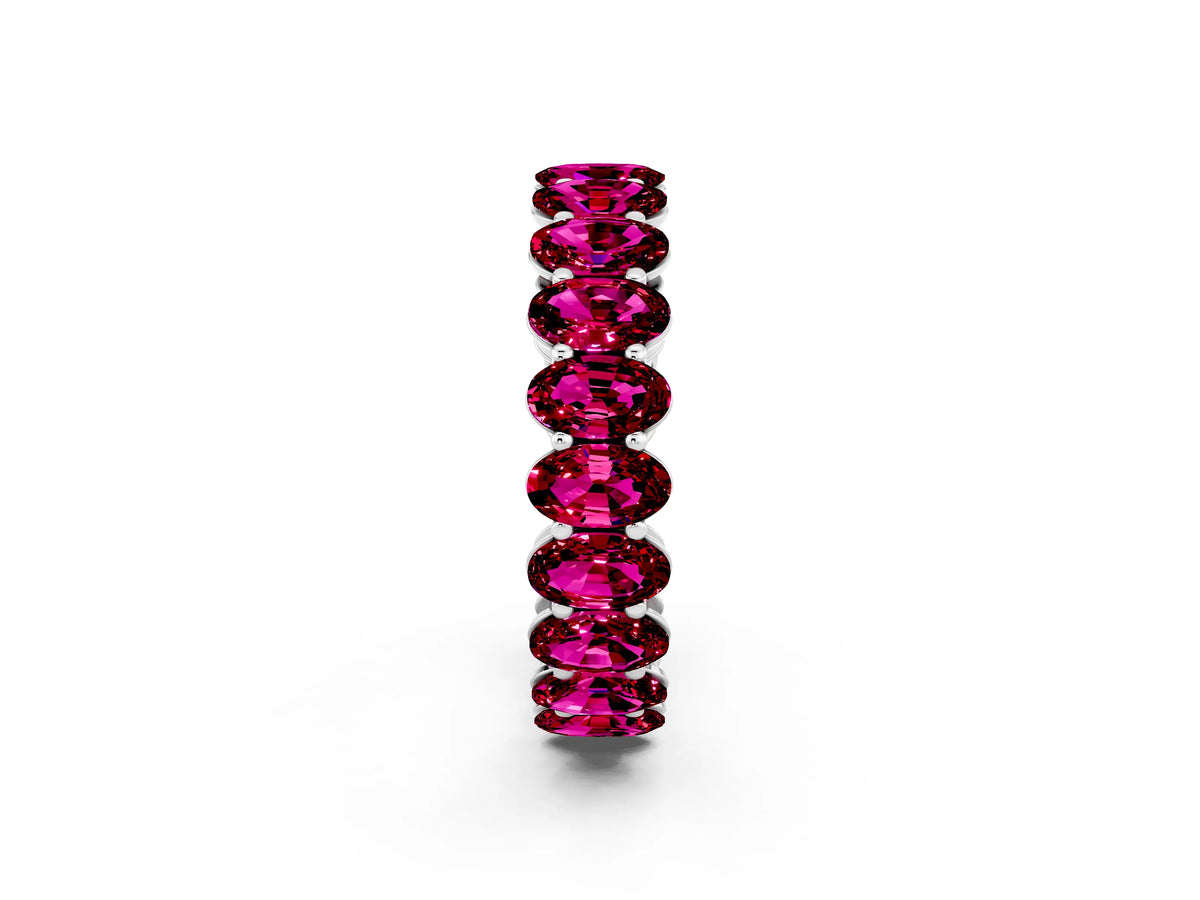 Oval Cut Garnet Eternity Band in Platinum with Shared Prong Setting_2