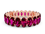 Oval Cut Garnet Eternity Band in Rose gold with Shared Prong Setting