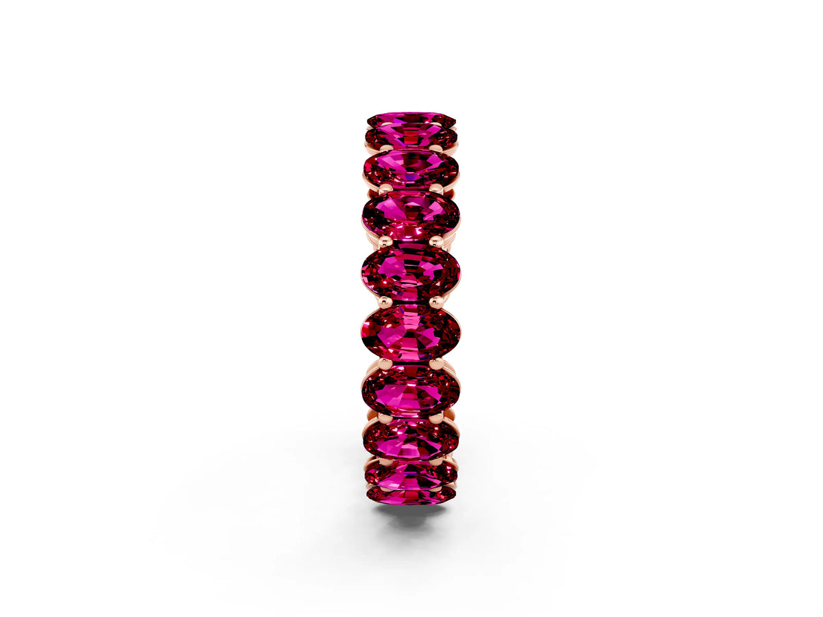 Oval Cut Garnet Eternity Band in Rose gold with Shared Prong Setting_2