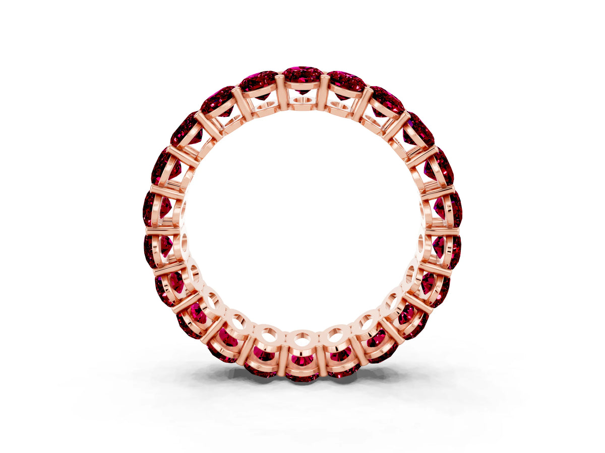Oval Cut Garnet Eternity Band in Rose gold with Shared Prong Setting_3